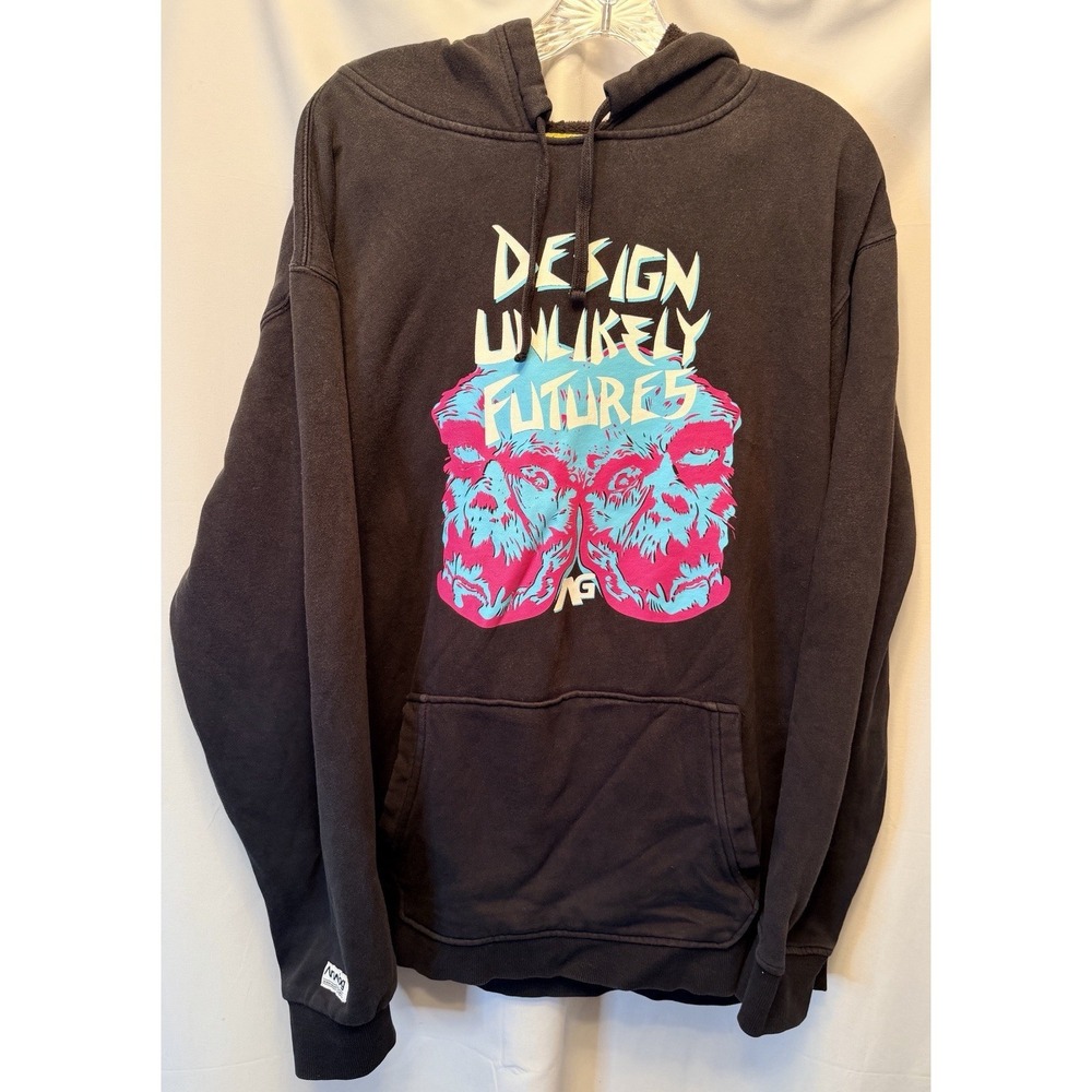 Analog Design Size XL Unlikely Futures Hoodie Black Gorilla Graphic Print